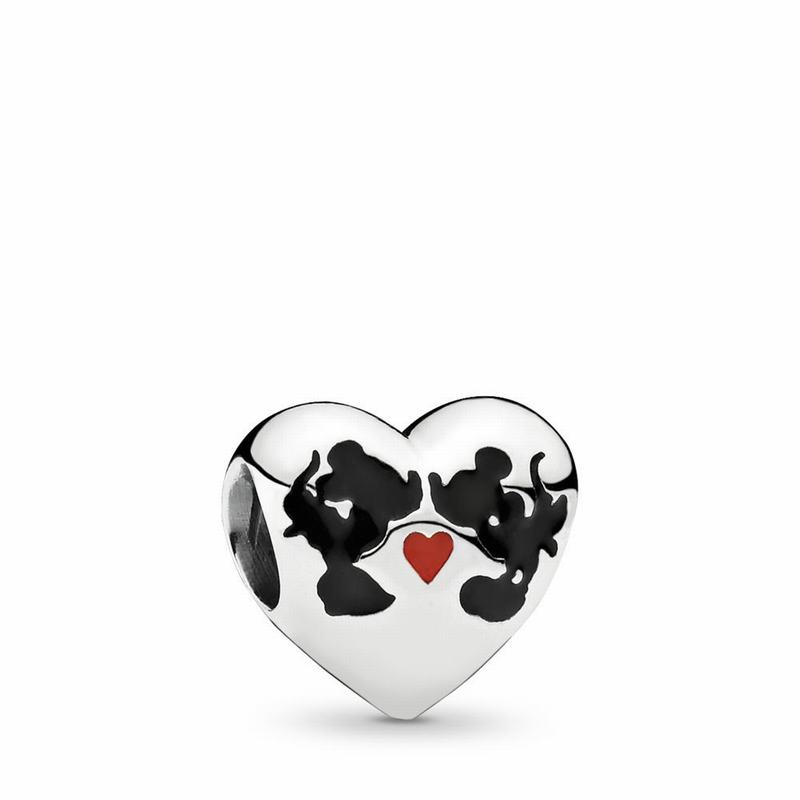 Pandora Disney Minnie Mouse & Mickey Mouse Kiss Charm Ireland - Sterling Silver/Enamel/Black - 30517